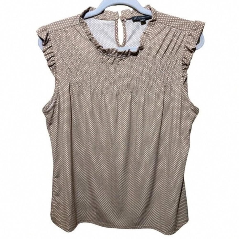 Adrianna Papell Tan Ruffle Sleeve Blouse